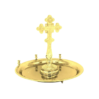 Тарелка Креста Поклонения Золотого Цвета